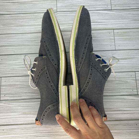 Ted Baker Men\'s Wingtip Gray Suede Leather Lace-up Oxford Dress Shoes Size 11.5 main image 13